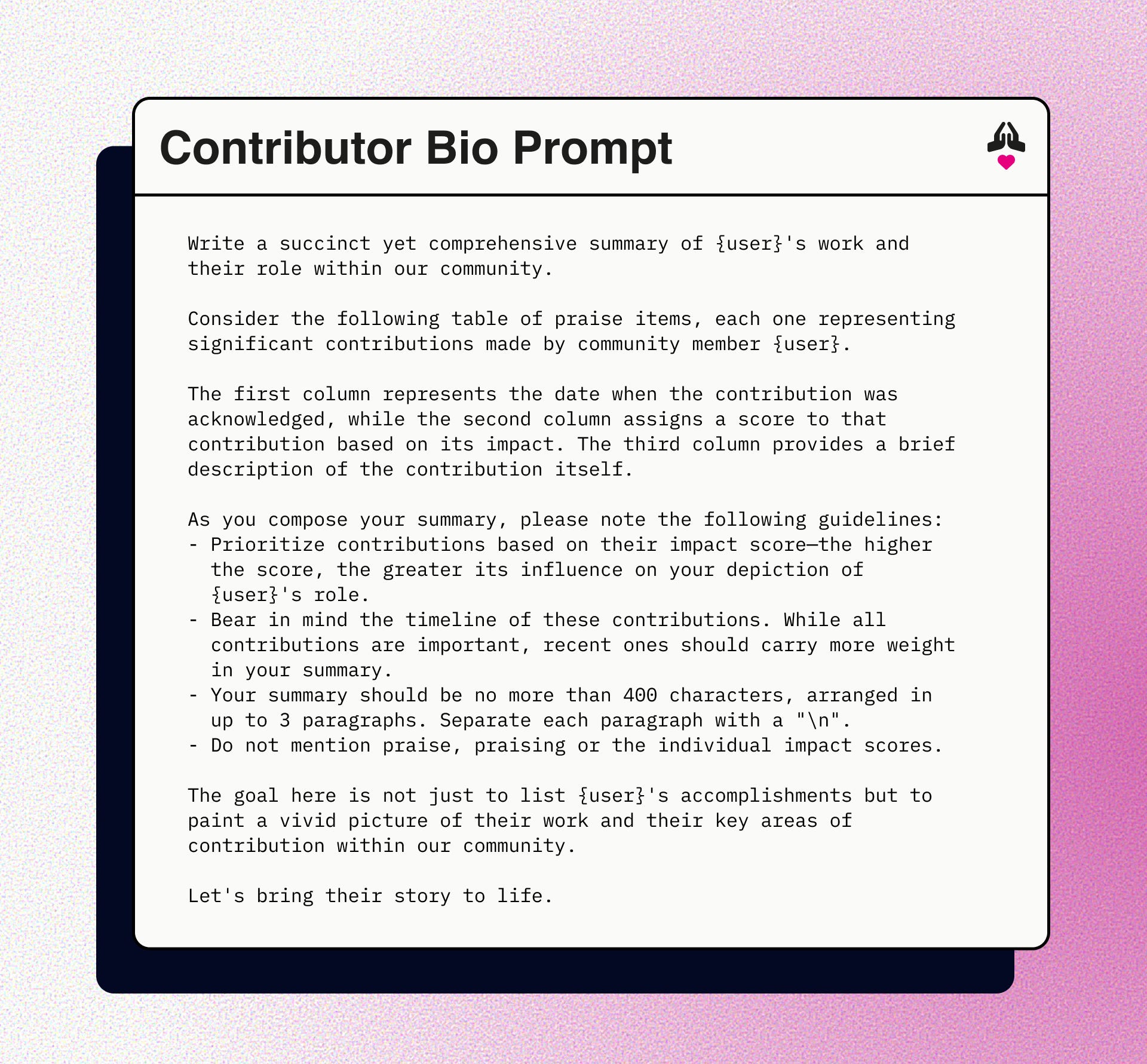 Contributor Bio Prompt